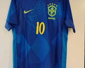 Camiseta azul número 10 de Brasil firmada por Neymar Jr. + Certificado de Autenticidad GCOA