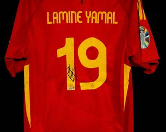 Spanien National Team Heimtrikot #19 Lamine Yamal – signiertes Fußballtrikot mit Echtheitszertifikat
