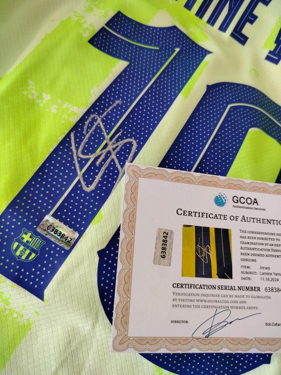 Lamine Yamal Signed Shirt - Barcelona 24/25 La Liga Champions Gold