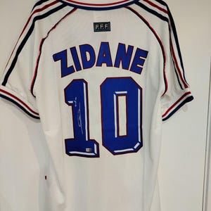 Zinedine Zidane Signed France White #10 Soccer Jersey W/ GCOA COA