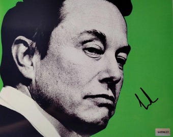 Fotografía pop art firmada por Elon Musk de 20 x 25 cm (8 x 10 pulgadas) con certificado de autenticidad (GCOA) – Autografiada