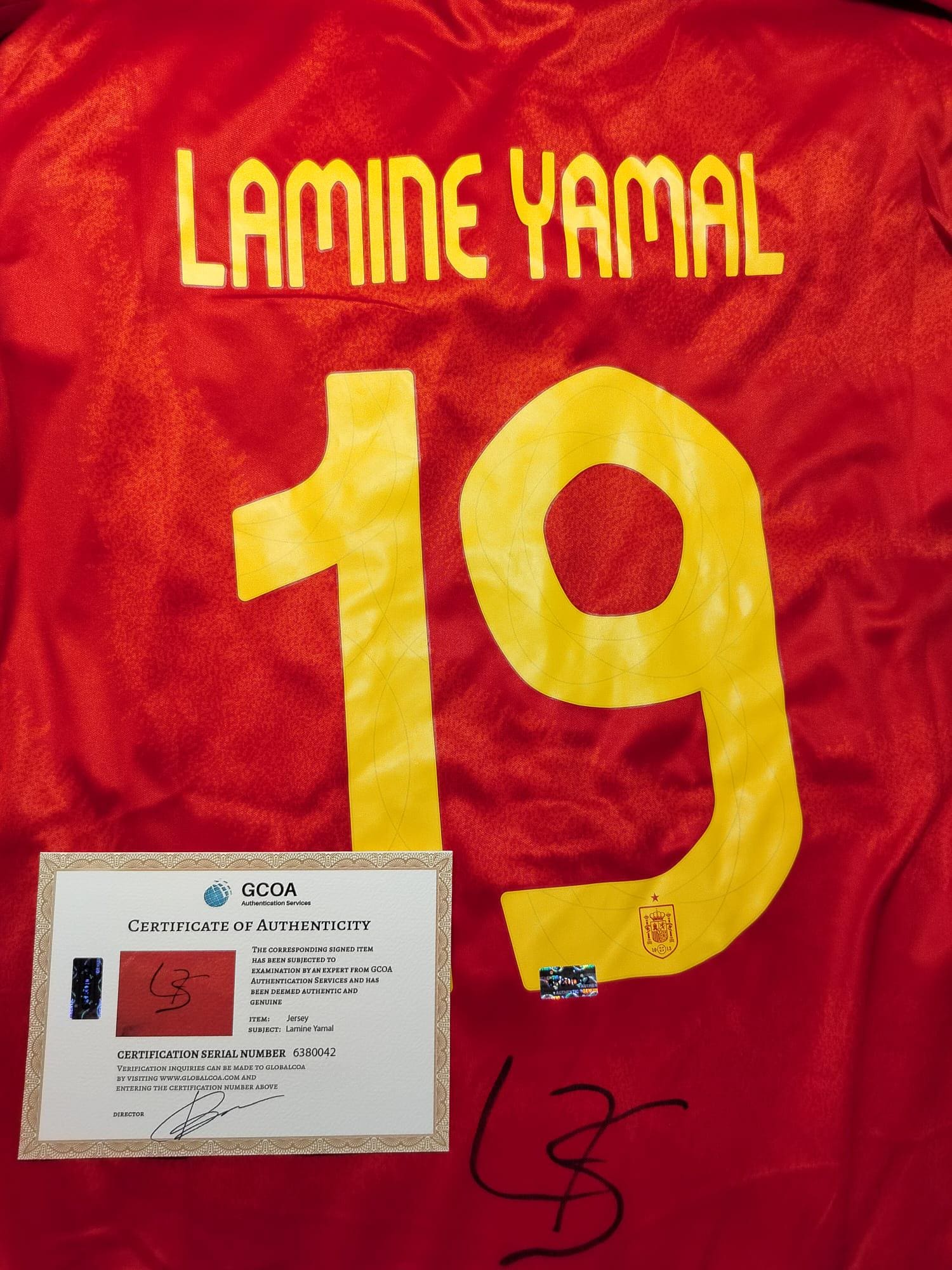 Lamine Yamal Signed Spain Jersey 19 Autographed Shirt COA GCOA