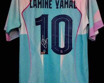 Camiseta del Barcelona número 10 firmada por Lamine Yamal – Autografiada – GCOA COA