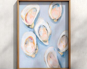 Arte digital de ostra azul: lámina de mariscos (descarga digital)