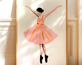 Pastel pink ballet art: ballerina nursery girls room wall art (Digital Download)