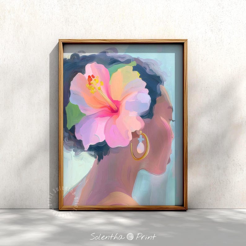 Hawaiian Tropical Woman Hibiscus Wall Art Hawaiian Flower Print hawaiian-tropical-woman-hibiscus-wall-art-hawaiian-flower-print