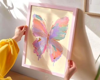 Colorful butterfly painting: girls' room butterfly poster, spring summer home refresh art (Digital Download)