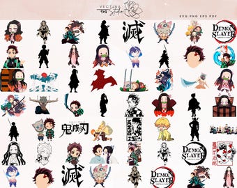 Paquete de archivos SVG, PNG y EPS de Dem.on Slay.er, corte en capas de Dem.on Slay.er, calcomanía digital de Dem.on Slay.er, silueta de Cricut de Dem.on Slay.er