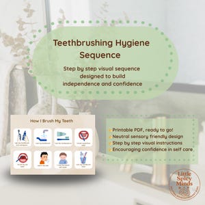 Brushing Teeth Visual Routine | Autism, ADHD, Neurodivergent Kids Hygiene Sequence | Printable Step-by-Step Chart