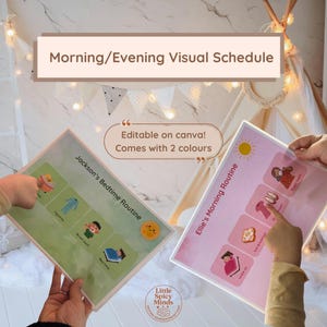 Gentle Start & Slow Down Routine Kit | Editable Visual Schedule for Morning and Evening | Visual Tools for Autism and ADHD