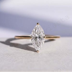 2.50 CT Marquise Cut Moissanite Engagement Ring, 14k Solid Gold Promise Ring, Dainty Diamond Solitaire Ring, Anniversary Ring Gift For Wife