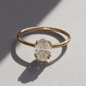 Oval Moissanite Engagement Ring, Solitaire Bridal Ring, 14k Solid Gold Promise Ring, Moissanite Wedding Ring, Personalized Ring for Women