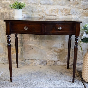 Regency Style Mahogany Side Console Table - Serpentine