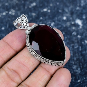 Red Garnet Pendant, 925 Sterling Silver Pendant, Handmade Jewelry Pendant, Unique Pendant, Red Garnet Gemstone, Pendants For Christmas Gifts