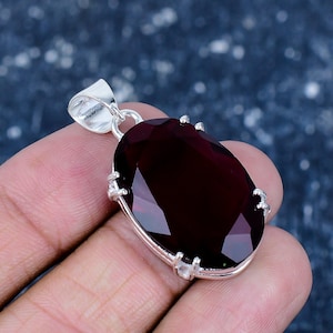 Garnet Pendant 925 Sterling Silver Pendant Garnet Gemstone Pendant Handmade Jewelry Garnet Jewelry Gift For Her Mother Pendant For Necklace