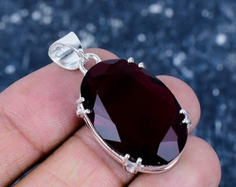 Garnet Pendant 925 Sterling Silver Pendant Garnet Gemstone Pendant Handmade Jewelry Garnet Jewelry Gift For Her Mother Pendant For Necklace