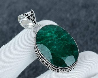 Handmade Emerald Sterling Silver Pendant – May Birthstone Necklace