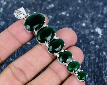 Emerald Gemstone Pendant 925 Sterling Silver Pendant Emerald Handmade Jewelry Necklace Emerald Pendant For Christmas Gifts Halloween Jewelry
