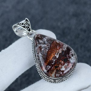 Laguna Lace Agate Gemstone Pendant 925 Sterling Silver Pendant Laguna Lace Agate Handmade Jewelry Necklace For Christmas, Halloween Jewelry