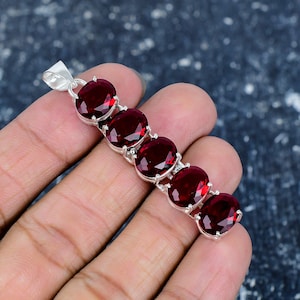 Red Garnet Pendant, 925 Sterling Silver Pendant, Handmade Jewelry Pendant, Unique Pendant, Red Garnet Gemstone, Pendants For Christmas Gifts