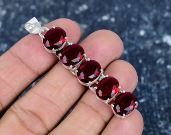 Red Garnet Pendant, 925 Sterling Silver Pendant, Handmade Jewelry Pendant, Unique Pendant, Red Garnet Gemstone, Pendants For Christmas Gifts