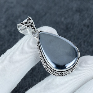 Shungite Gemstone Pendant Solid 925 Sterling Silver Antique Style Pendant, Crystal Pendant, Bohemian Jewelry For Mother&#39;s Day Gifts