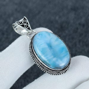 Genuine Larimar Gemstone Pendant Handmade Jewelry Pendant 925 Sterling Silver Pendant Boho Silver Pendant Larimar Necklace Gifts For Love