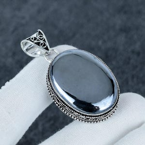 Shungite Gemstone Pendant Solid 925 Sterling Silver Antique Style Pendant, Crystal Pendant, Bohemian Jewelry For Mother&#39;s Day Gifts