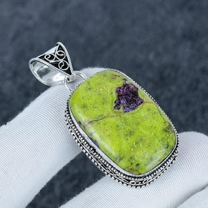 Stichtite in Serpentine Pendant | Atlantisite Stichtite Gemstone Necklace | Sterling Silver Healing Crystal Jewelry Gift Christmas Gifts