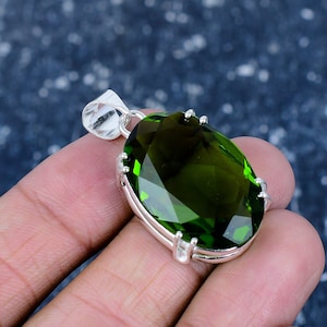 Peridot Pendant 925 Sterling Silver Pendant Peridot Gemstone Pendant Necklace Handmade Silver Jewelry Peridot Jewelry Gift For Her Mother