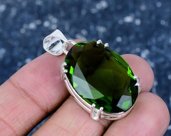 Peridot Pendant 925 Sterling Silver Pendant Peridot Gemstone Pendant Necklace Handmade Silver Jewelry Peridot Jewelry Gift For Her Mother