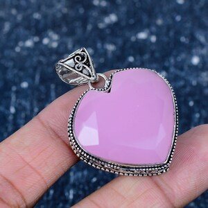 Rose Quartz Pendant, 925 Sterling Silver Jewelry Pendant, Handmade Pendant, Heart Gemstone Pendant, Thanksgiving Gifts, Christmas Gifts