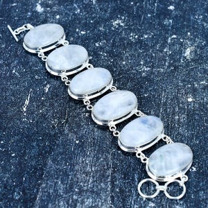 Rainbow Moonstone Natural Bracelet Rainbow Moonstone Gemstone Handmade 925 Sterling Silver Bracelet Moonstone Gemstone Bracelet For Gift