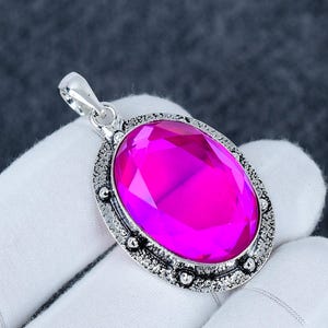 Elegant Pink Topaz Gemstone Pendant, 925 Sterling Silver Handmade Jewelry, Crystal Pendant, Antique Pendant, Perfect Love Gift For Women&#39;s