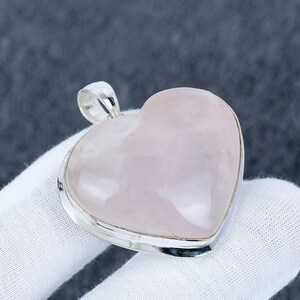 Rose Quartz Pendant, 925 Sterling Silver Jewelry Pendant, Handmade Pendant Heart Shape Gemstone Pendant, Thanksgiving Gifts, Christmas Gifts