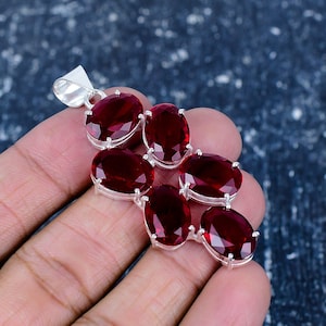 Unique Red Garnet Pendant, 925 Sterling Silver Pendant, Handmade Pendant, Statement Pendant, Party Wear Jewelry, Pendant For Women Gifts