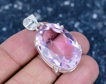 Pink Kunzite Pendant 925 Sterling Silver Pendant Kunzite Gemstone Pendant Handmade Pendant Necklace Kunzite Jewelry Gift For Her Mother