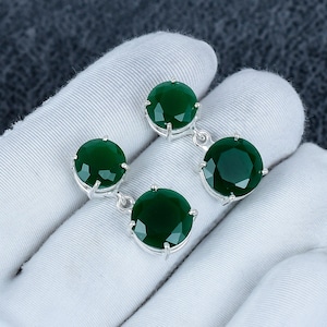 Emerald Earring, 925 Sterling Silver Earring Beautiful Emerald Gemstone Cabochon Stone Earring Birthday Earring Gift For Her For Women Gifts