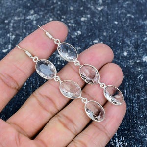 White Topaz Earring, 925 Sterling Silver Earring Beautiful White Topaz Gemstone Cabochon Stone Earring Birthday Earring Gift For Mother