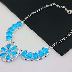 Blue Topaz Gemstone necklace | 925 Sterling Silver Necklace  Vintage Jewelry Silver Jewelry Handmade Unique for Gift her| Gift For Mother  \