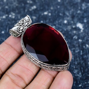 Red Garnet Pear Gemstone Antique Pendant, Red Garnet 925 Sterling Silver Jewelry Pendant, Red Garnet Jewelry, Pendant For Her, For Gifts
