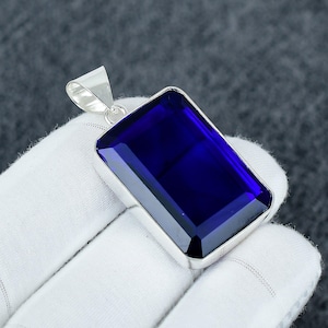 Blue Sapphire Gemstone Pendant Handmade Jewelry Sapphire Vintage Pendant 925 Sterling Silver Pendant Thanksgiving Jewelry Christmas Gifts