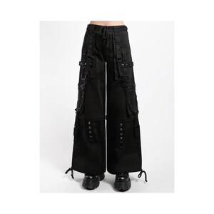 Cyberpunk Schwarze Hose: Ketten, D-Ringe, Nieten - Gothic Punk Style