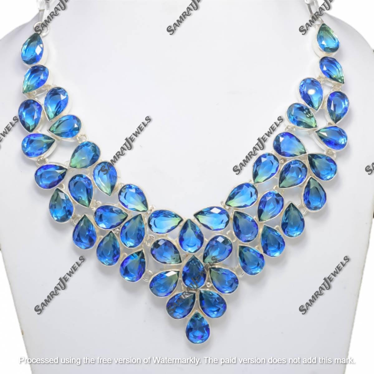 Multi-Color Tourmaline Teardrop Choker: 925 Sterling Silver Gemstone…