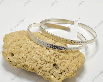 Handmade Pair Sterling Silver Adjustable Cuff Bangle Bracelet