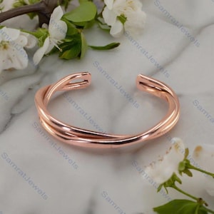 Twisted Copper Cuff Bracelet: Handmade Minimalist Healing Bangle