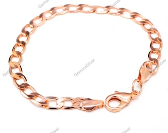 Handmade Pure Copper Cuban Curb Link Chain Bracelet Jewelry Unisex