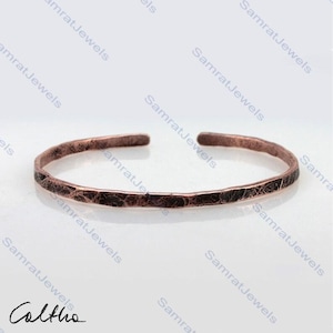 Oxidized Hammered Copper Cuff Bracelet: Handmade Unisex Bangle
