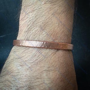 Hammered Copper Cuff Bracelet for Men: Minimalist Healing Jewelry