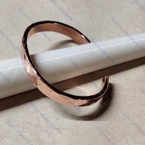 Hammered Copper Cuff Bracelet: Adjustable Solid Copper Bangle